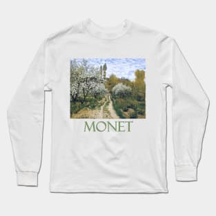 Trees in Bloom (1872) by Claude Monet Long Sleeve T-Shirt